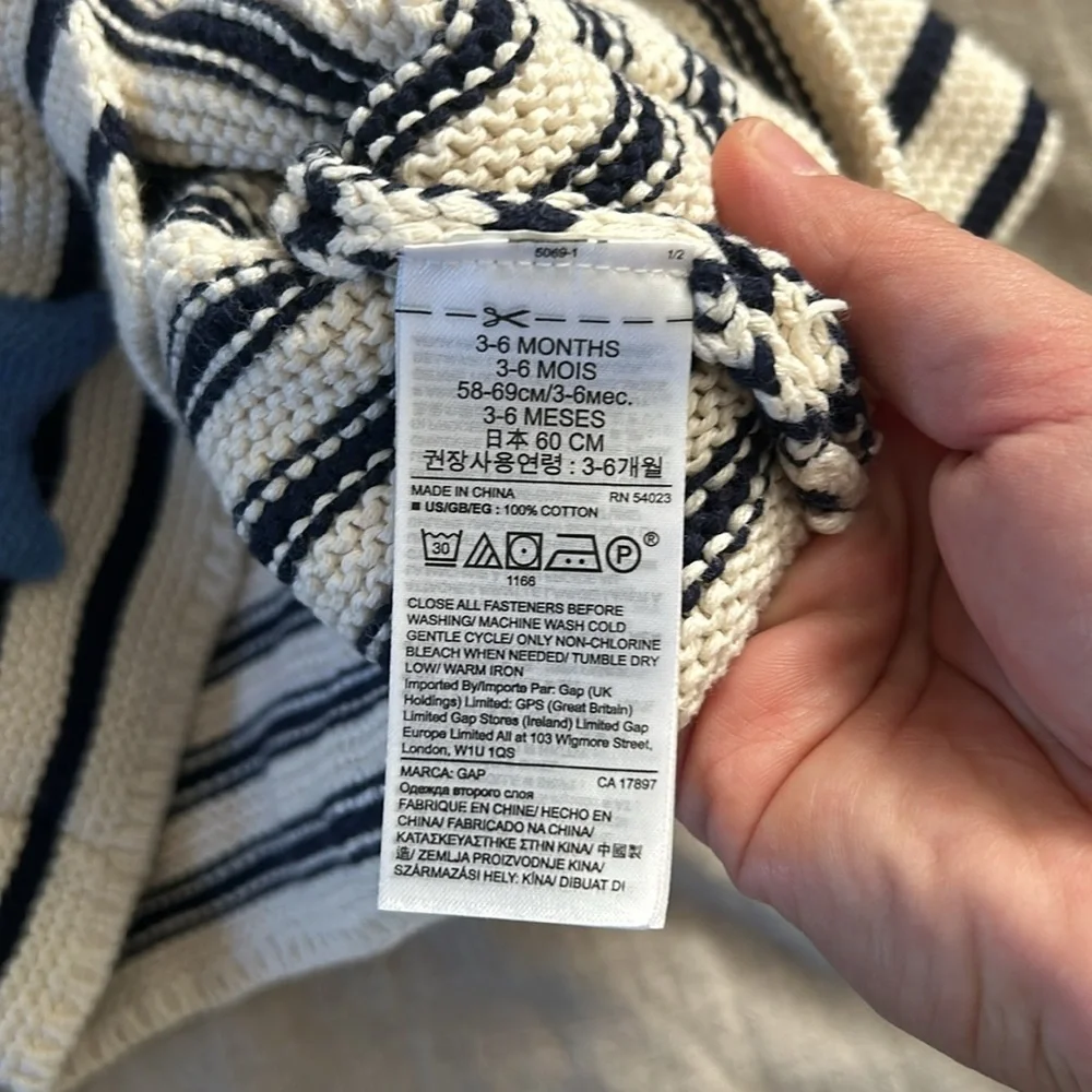 Baby Gap Stripe Star Garter Hoodie Cardigan. Unisex. 3-6 mo